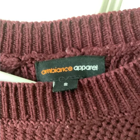 Women's Burgundy Sweater with Tie Detail on the back - Picture 3 of 4